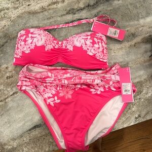 Bnwt Lilly Pulitzer Roxy pink shadow dancer bikini set size 12